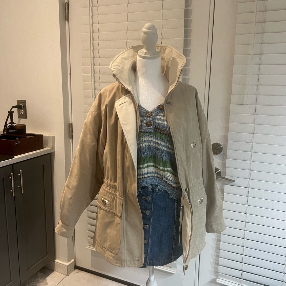 Women's 90s Vintage Beige Utility workwear Jacket